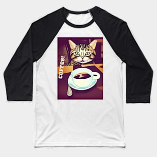 Coffee cat Baseball T-Shirt